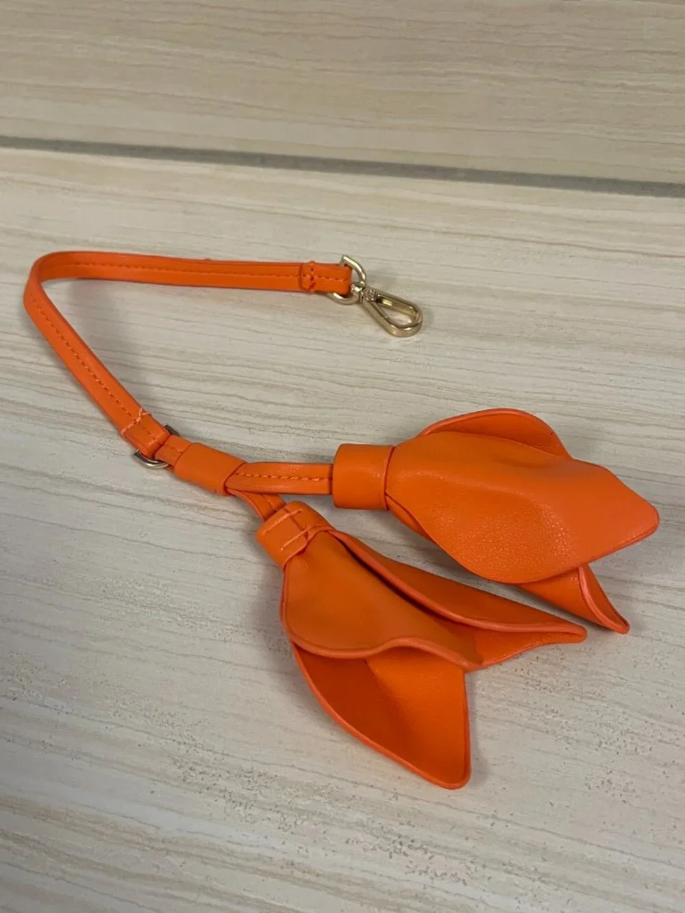 Mango Faux-leather keychain /  Bag Charm with flower